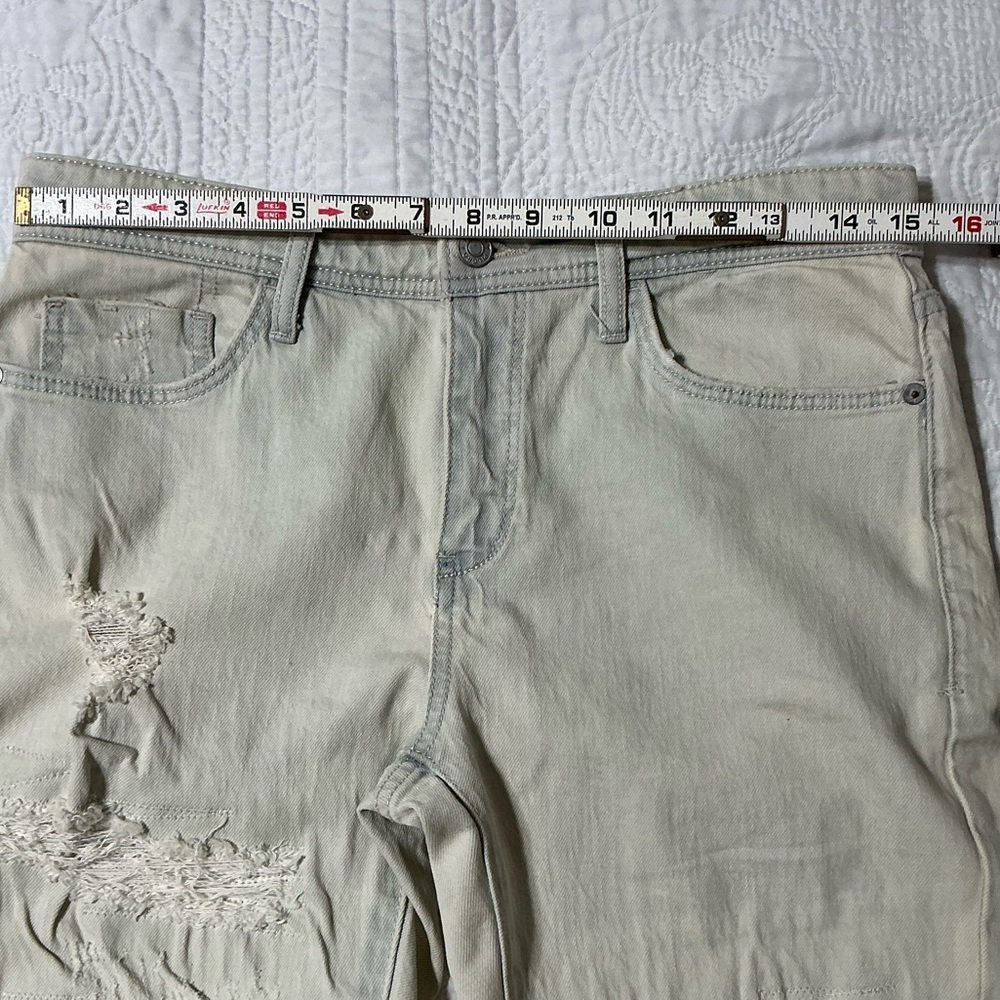PILCRO Anthropologie Destroyed Mid-Rise Slim Boyfriend Jeans Light Wash Sz 27 - Picture 8 of 15